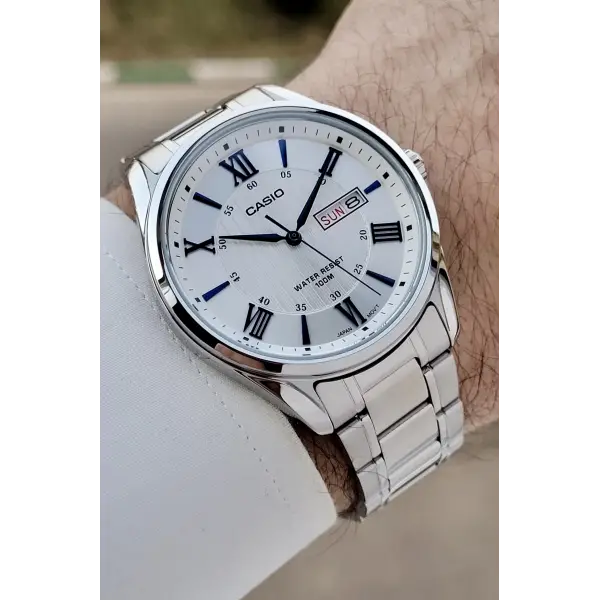 Casio CSISTE218 Casio Rakamları Mavi Kordonu Gümüş Renk Erkek Kol Saati