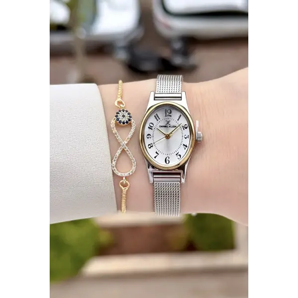 Rakamlı Gold Gümüş Renk Hediye Paketli 21 Mm Kadın Kol Saati