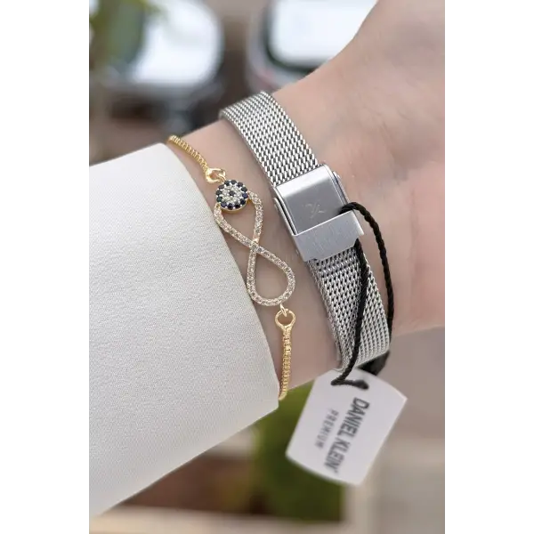 Rakamlı Gold Gümüş Renk Hediye Paketli 21 Mm Kadın Kol Saati