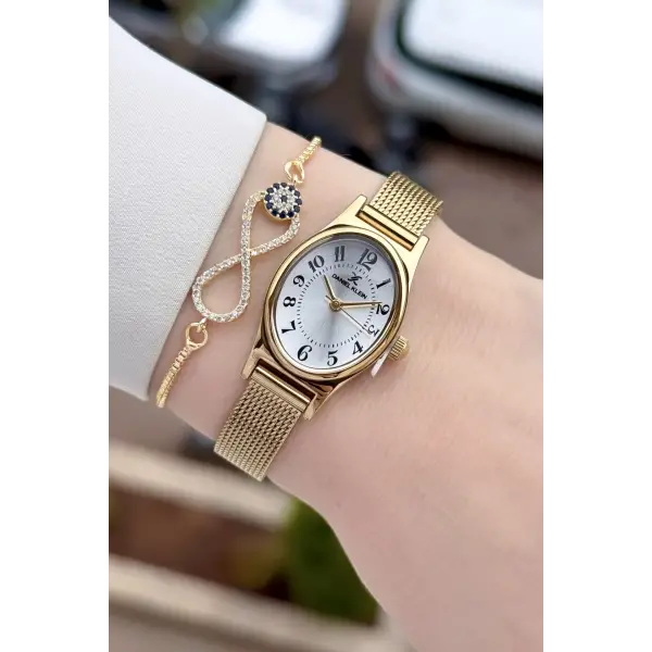 Rakamlı Gold Renk Hediye Paketli 21 Mm Kadın Kol Saati
