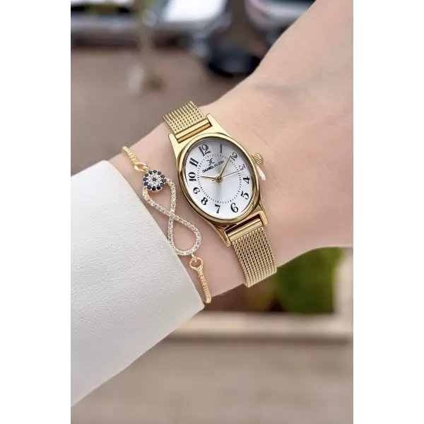 Rakamlı Gold Renk Hediye Paketli 21 Mm Kadın Kol Saati
