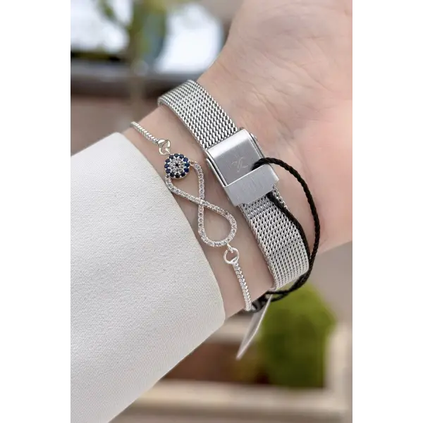 Rakamlı Gümüş Renk Hediye Paketli 21 Mm Kadın Kol Saati