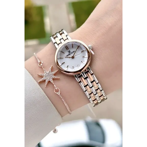 Rose Gümüş Renk 25 Mm Hediye Paketli Kadın Kol Saati
