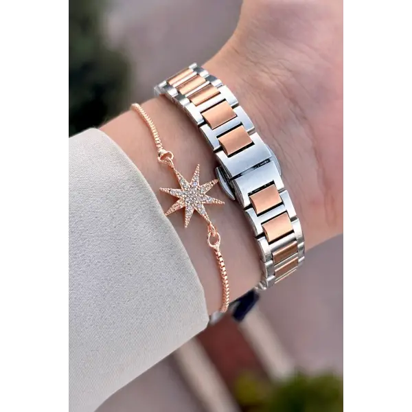 Rose Gümüş Renk Hediye Paketli 30 Mm Kadın Kol Saati