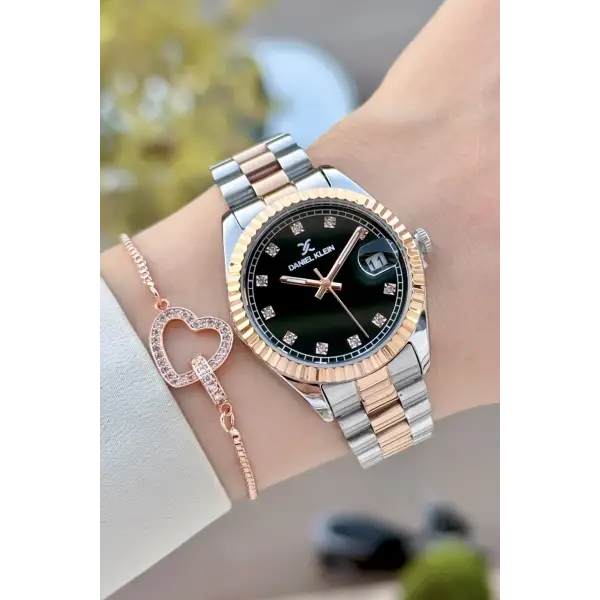 Rose Gümüş Renk Hediye Paketli Kadın Kol Saati ve Hediye Bileklik