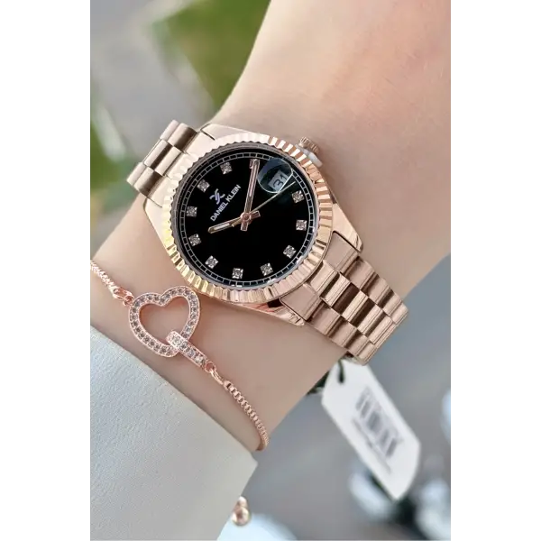 Rose Renk Hediye Paketli Kadın Kol Saati ve Hediye Bileklik