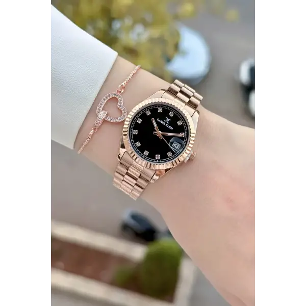 Rose Renk Hediye Paketli Kadın Kol Saati ve Hediye Bileklik