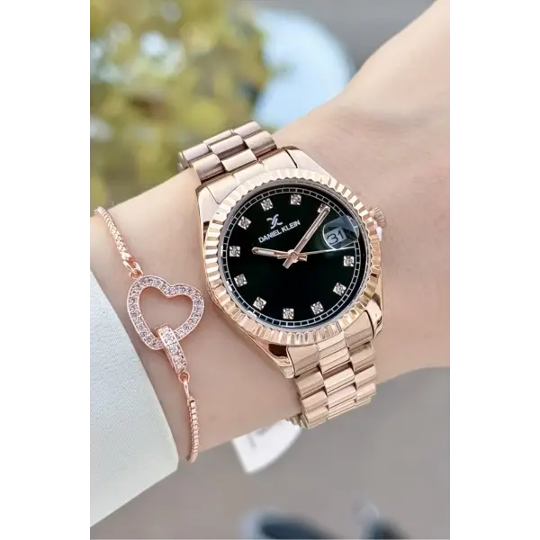 Rose Renk Hediye Paketli Kadın Kol Saati ve Hediye Bileklik