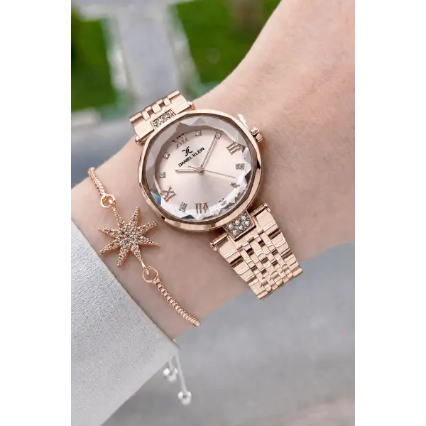 Rose Renk Kesme Camlı 32 Mm Kadın Kol Saati