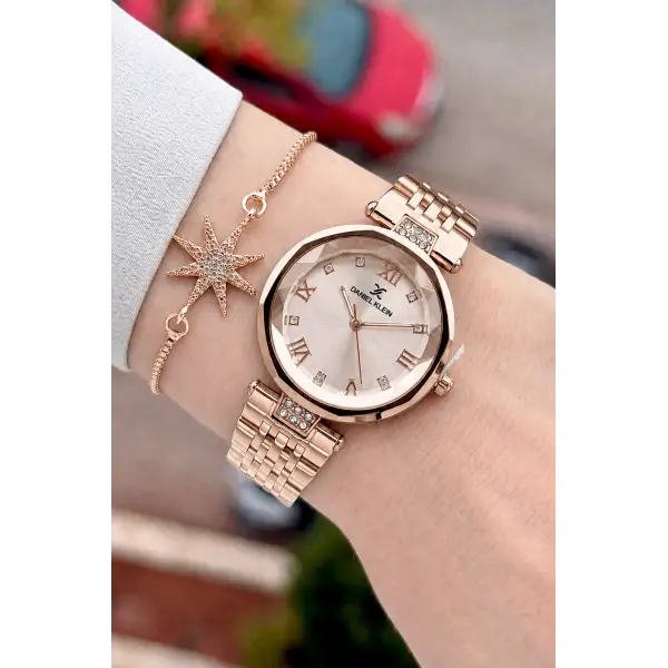 Rose Renk Kesme Camlı 32 Mm Kadın Kol Saati