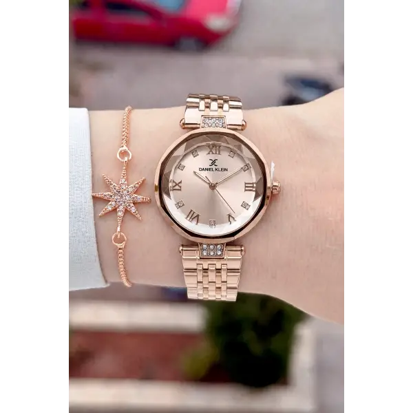 Rose Renk Kesme Camlı 32 Mm Kadın Kol Saati