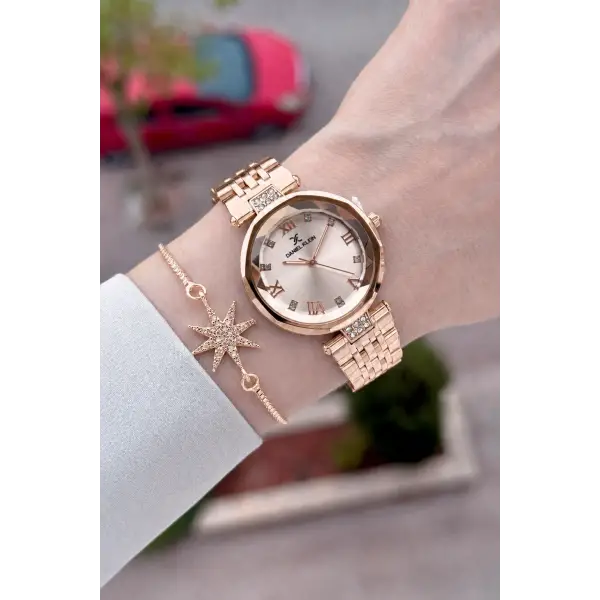 Rose Renk Kesme Camlı 32 Mm Kadın Kol Saati