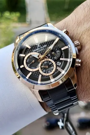 Daniel Klein DKISTE774 Kasası Rose Kordonu Siyah Renk İç Göstergeleri Aktif Erkek Kol Saati