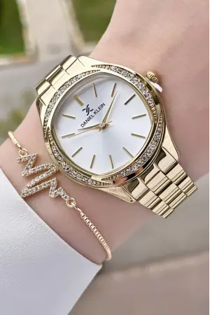 Daniel Klein DKISTE879 Gold Renk Kadın Kol Saati ve Bileklik