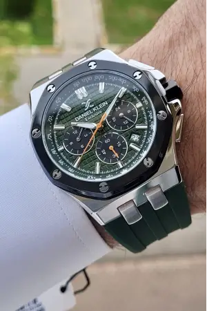 Daniel Klein DKISTE852 Kasası Gümüş Kordonu Yeşil Renk İç Göstergeleri Aktif Erkek Kol Saati