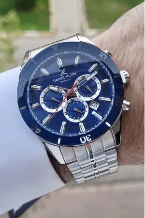 Daniel Klein DKISTE857 Kadranı Lacivert Kordonu Gümüş Renk İç Göstergeleri Aktif Erkek Kol Saati