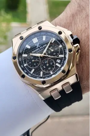 Daniel Klein DKISTE853 Kasası Rose Kordonu Siyah Renk İç Göstergeleri Aktif Erkek Kol Saati