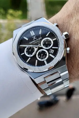 Daniel Klein DKISTE894 Kadranı Siyah Kordonu Gümüş Renk İç Göstergeleri Aktif Klipsli Erkek Kol Saati