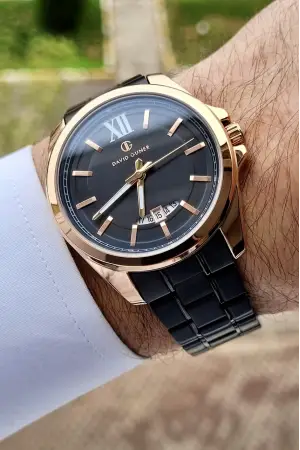 David Guner DGISTE58 Kasası Rose Kordonu Siyah Renk Takvimli
