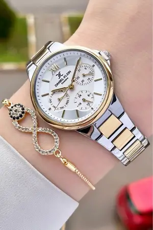 Daniel Klein DK1ISTE924 Gold Gümüş Renk Fonksiyonlu Kadın Kol Saati ve Bileklik