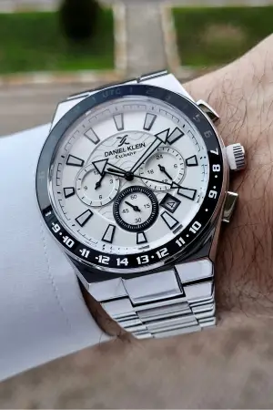 Daniel Klein DKISTE982 Kadranı Beyaz Kordonu Gümüş Renk İç Göstergeleri Aktif Erkek Kol Saati