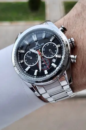 Daniel Klein DKISTE1009 Kadranı Siyah Kordonu Gümüş Renk Hediye Paketli İç Göstergeleri Aktif Erkek Kol Saati