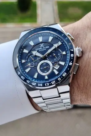 Daniel Klein DKISTE1007 Kadranı Lacivert Kordonu Gümüş Renk Hediye Paketli İç Göstergeleri Aktif Erkek Kol Saati
