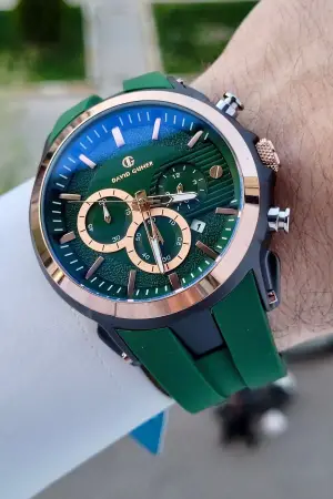 DAVID GUNER DGISTE93 Kordonu Yeşil Renk İç Göstrgeleri Aktif Hediye Paketli Erkek Kol Saati