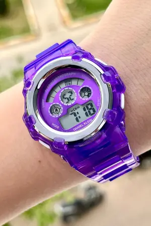 Daniel Klein DKISTE1109 Mor Renk Işıklı, Alarmlı, Kronometreli Hediye Paketli Kız Çocuk Kol Saati (5-18 Yaş)