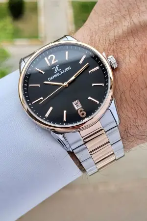 Daniel Klein DKISTE1130 Kadranı Siyah Rose Gümüş Renk Takvimli Hediye Paketli Erkek Kol Saati