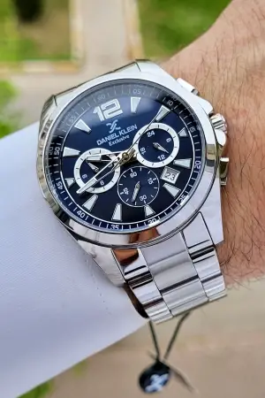 Daniel Klein DKISTE1123 Kadranı Lacivert Kordonu Gümüş Renk Göstergeleri Aktif Hediye Paketli Erkek Kol Saati