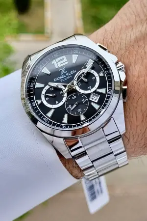 Daniel Klein DKISTE1122 Kadranı Siyah Kordonu Gümüş Renk Göstergeleri Aktif Hediye Paketli Erkek Kol Saati