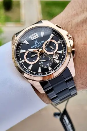 Daniel Klein DKISTE1124 Kasası Rose Kordonu Siyah Renk Göstergeleri Aktif Hediye Paketli Erkek Kol Saati
