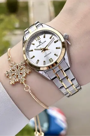 Daniel Klein DKISTE1152 Gold Gümüş Renk Hediye Paketli Kadın Kol Saati ve Bileklik