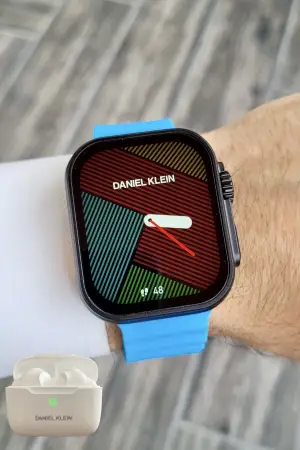 Daniel Klein DK1ISTE1165 Android/ios Uyumlu Arama Özellikli Mavi Renk Kordonlu Akıllı Kol Saati ve Bluetooth Kulaklık
