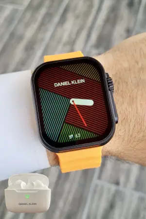 Daniel Klein DK1ISTE1166 Android/ios Uyumlu Arama Özellikli Turuncu Renk Kordonlu Akıllı Kol Saati ve Bluetooth Kulaklık