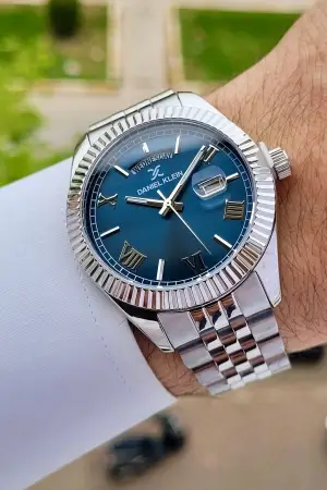 Daniel Klein DKISTE1126 Kadranı Lacivert Kordonu Gümüş Renk Hediye Paketli Erkek Kol Saati