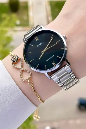 Casio CSISTE29 Kadranı Siyah Kordonu Gümüş Renk Hediye Paketli Kadın Kol Saati