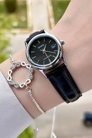 Casio CSISTE22 Kasası Gümüş Kordonu Siyah Renk Hediye Paketli Kadın Kol Saati