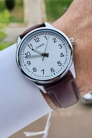 Casio CSISTE13 Kasası Gümüş Kordonu Kahverengi Renk Hediye Paketli Erkek Kol Saati