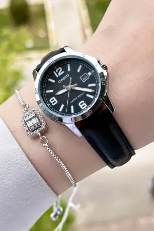 Casio CSISTE24 Kasası Gümüş Kordonu Siyah Renk Hediye Paketli Kadın Kol Saati