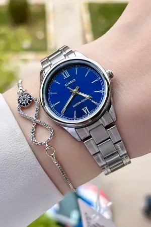 Casio CSISTE26 Kadranı Lacivert Kordonu Gümüş Renk Hediye Paketli Kadın Kol Saati