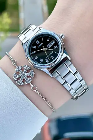 Casio CS1ISTE27 Kadranı Siyah Kordonu Gümüş Renk Hediye Paketli Kadın Kol Saati