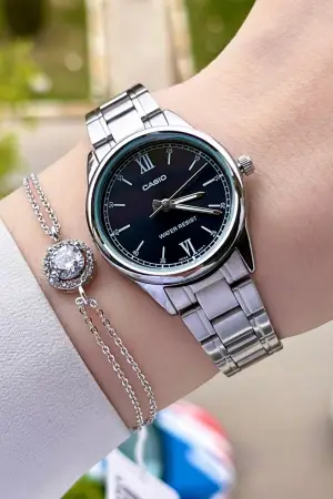 Casio CSISTE25 Kadranı Siyah Kordonu Gümüş Renk Hediye Paketli Kadın Kol Saati