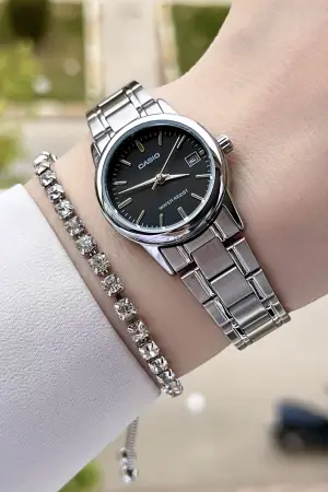 Casio CSISTE21 Kadranı Siyah Kordonu Gümüş Renk Hediye Paketli Kadın Kol Saati