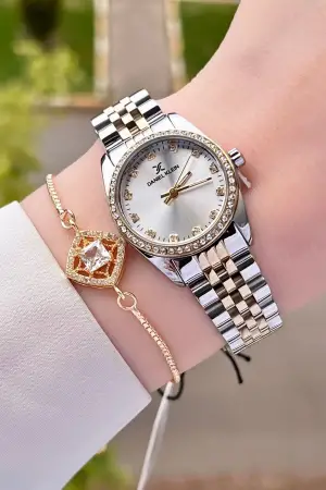 Daniel Klein DK1ISTE1184 Gold Gümüş Renk Hediye Paketli Kadın Kol Saati ve Bileklik