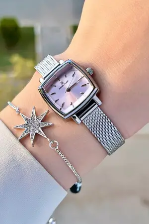 Daniel Klein DKISTE1219 Kadranı Pembe Kordonu Gümüş Renk Hediye Paketli Kadın Kol Saati ve Bileklik