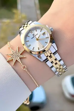 Daniel Klein DKISTE1241 Gold Gümüş Renk Hediye Paketli Kadın Kol Saati ve Bileklik