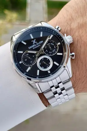 Daniel Klein DKISTE1232 Kadranı Siyah Kordonu Gümüş Renk İç Göstergeleri Aktif Erkek Kol Saati