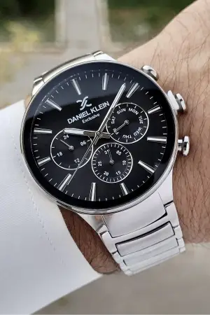 Daniel Klein DKISTE1236 Kadranı Siyah Kordonu Gümüş Renk İç Göstergeleri Aktif Hediye Paketli Erkek Kol Saati